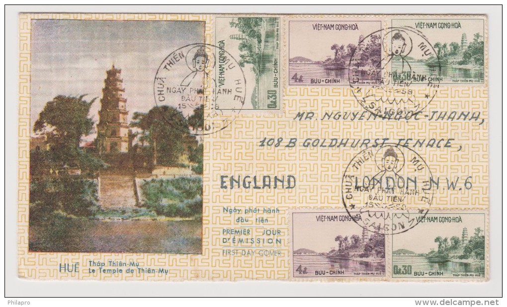 SOUTH VIETNAM  .FIRST DAY CANCEL 1959  ON COVER TO LONDON  Ref  9864 - Viêt-Nam