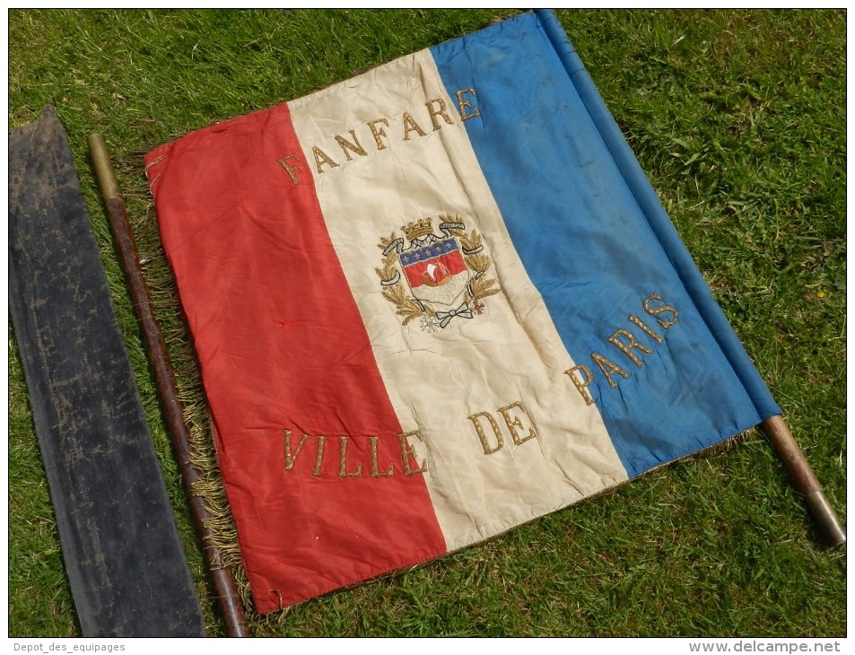 SUPERBE DRAPEAU FANFARE de PARIS années 1920-1930 à voir !!!!!!!!!