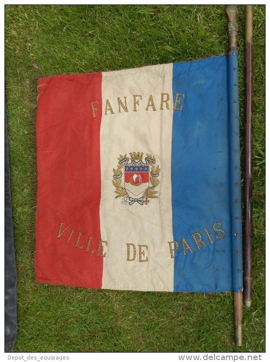 SUPERBE DRAPEAU FANFARE de PARIS années 1920-1930 à voir !!!!!!!!!