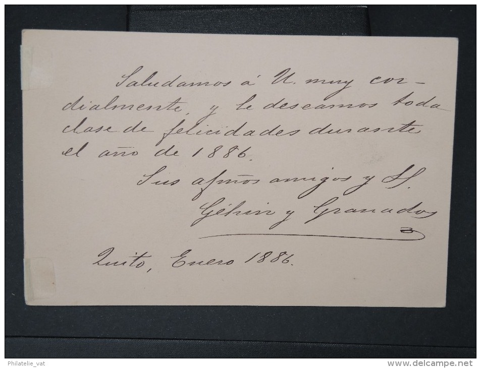 EQUATEUR-Entier Postal De Quito Pour La France En 1886  à Voir LOT P5096 - Equateur