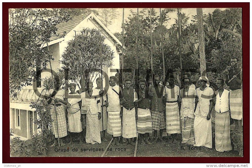SAO TOME E PRINCIPE - GRUPO DE SERVIÇAIS DE ROÇA - 1920 PC - Sao Tome And Principe