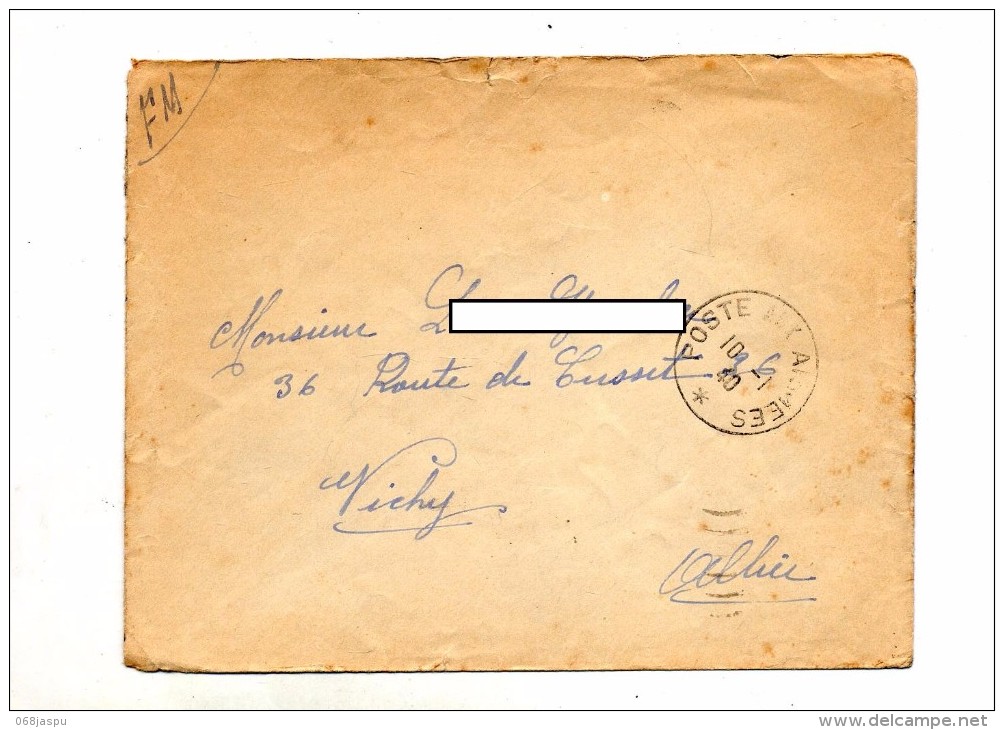 Lettre Franchise Militaire Cachet Poste Aux Armees - Manual Postmarks