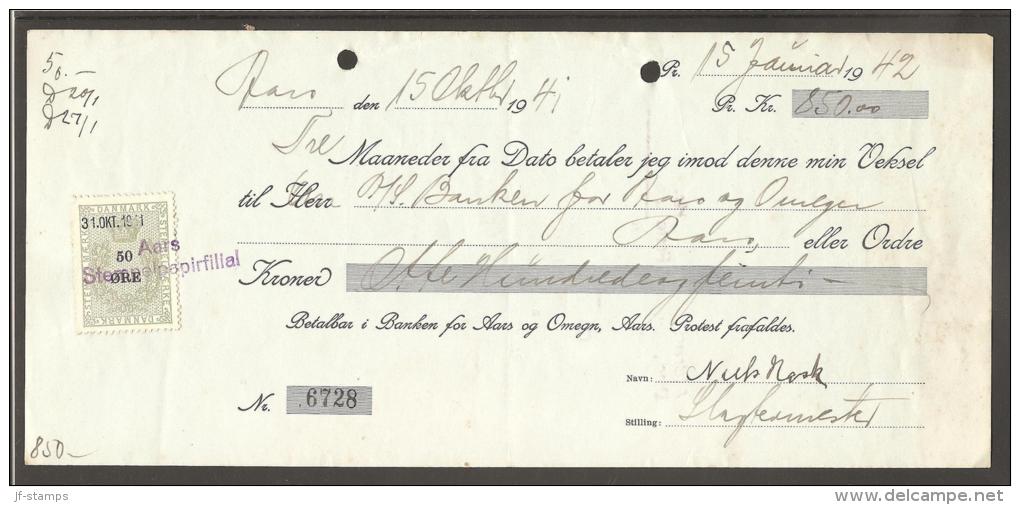 1941. Bill Of Exchange For 850 Kr. With 50 øre Green And Black STEMPELMARKE. Aars 31. O... (Michel: ) - JF170538 - Revenue Stamps