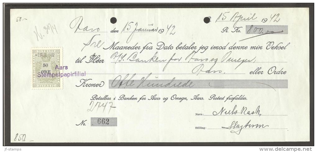 1942. Bill Of Exchange For 850 Kr. With 50 øre Green And Black STEMPELMARKE. Aars 2 FEB... (Michel: ) - JF170544 - Fiscali
