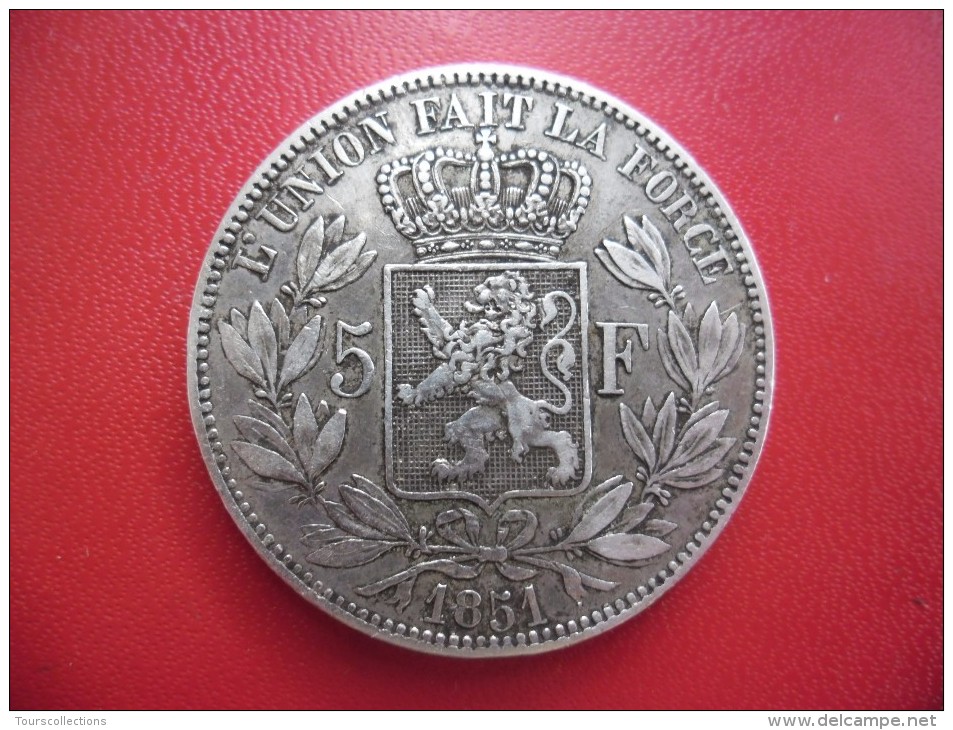 ECU De 5 F BELGIQUE De 1851 Argent @ Poids 25 Grammes Silver 90% Et 37 Mm @ LEOPOLD PREMIER - 5 Francs