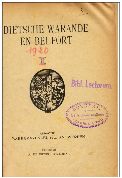 Dietsche Warande En Belfort 1920 (20e Jaargang), 2 Gebonden Delen - History