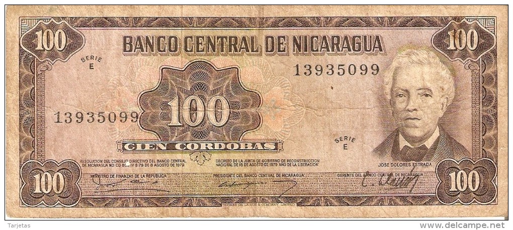 BILLETE DE NICARAGUA DE 100 CORDOBAS DEL AÑO 1979 (BANKNOTE) - Nicaragua