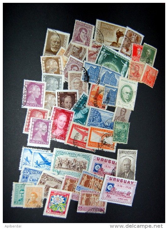 Argentine & Uruguay - Vrac Semi-moderne  47 Timbres  (14 Uruguay + 33 Argentine) - Lots & Kiloware (mixtures) - Max. 999 Stamps