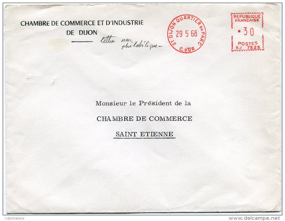 FRANCE ENVELOPPE DE LA CHAMBRE DE COMMERCE ET D'INSDUSTRIE DE DIJON GREVE DE 1968 - Documentos