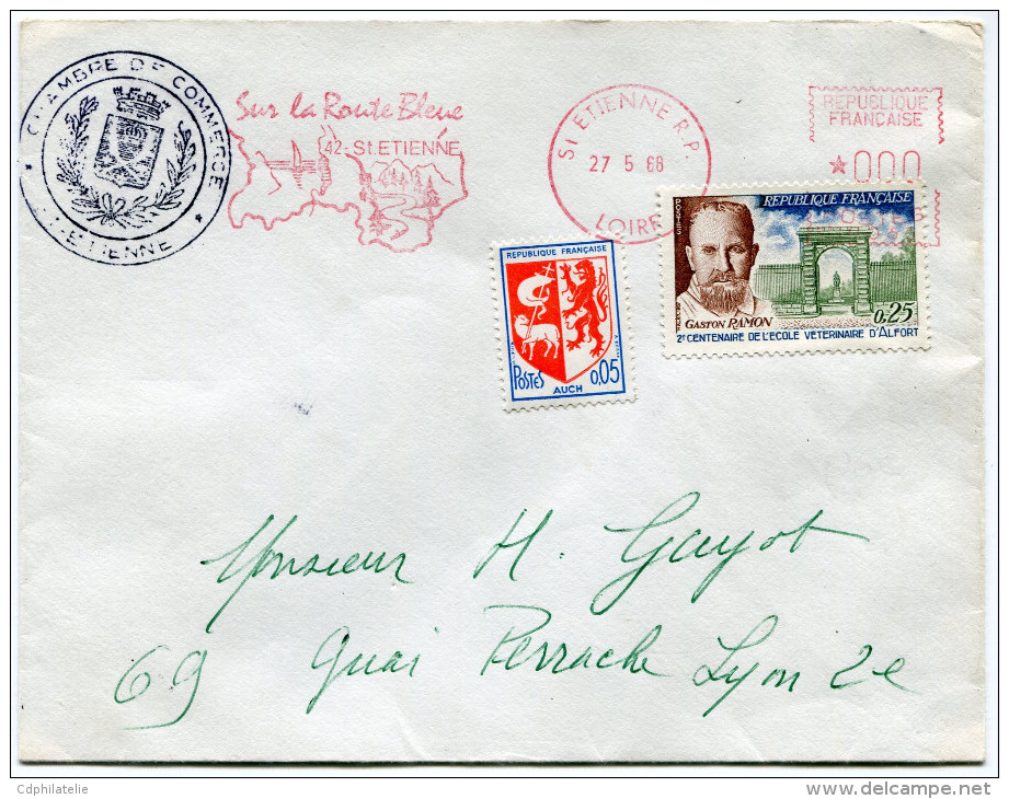 FRANCE LETTRE AVEC CACHET DE LA CHAMBRE DE COMMERCE DE ST ETIENNE  GREVE DE 1968 - Documents