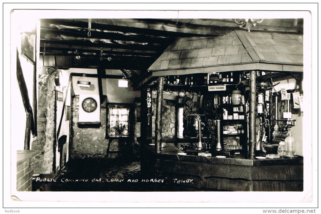 RB 1038 - 1956 Real Photo Postcard - Public Coaching Bar - Coach &amp; Horses - Tenby Pembrokeshire Wales - Saundersfoot - Pembrokeshire
