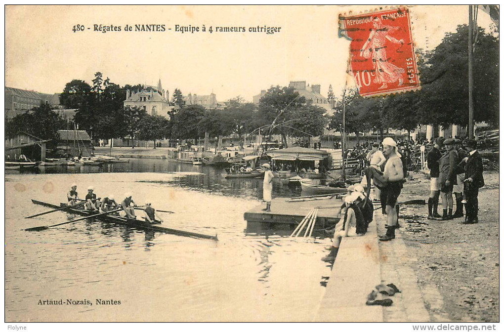 Nantes - Régates - Equipe à 4 Rameurs Outrigger - Thème Aviron - Belle Animation - Nantes