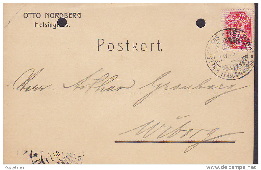 Finland OTTO NORDBERG Helsingfors HELSINKI 1905 Card Karte WIBORG Soviet Government Stamp (2 Scans) - Lettres & Documents