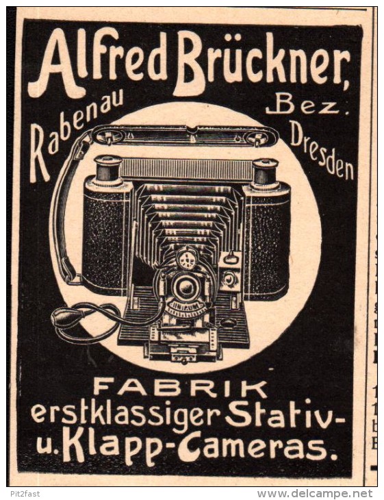Original Werbung - 1905 - Alfred Brückner In Rabenau B. Dresden , Cameras , Photoapparat , Photographie !!! - Rabenau