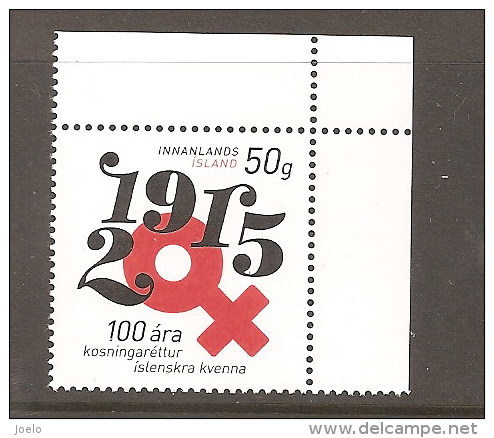 ICELAND 2015 CENTENARY SUFFRAGE FOR WOMEN - Unused Stamps