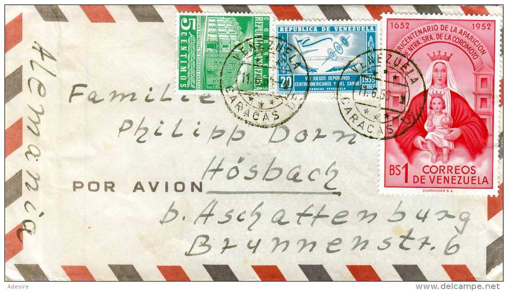 VENEZUELA 1960 - Sehr Schöne 3 Fach Frankierung Auf R-LP-Brief Von Caracas Nach Österreich - Venezuela