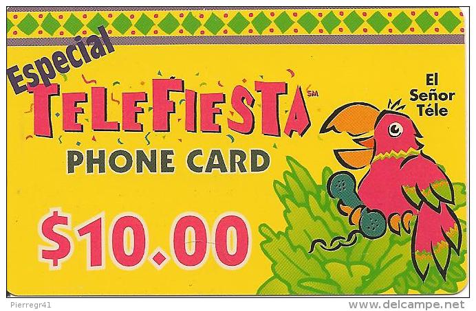 CARTE-PREPAYEE-USA-10$-MSN TELECOM-TELEFIESTA-PAPIER -GRATTE-TBE - Sonstige & Ohne Zuordnung