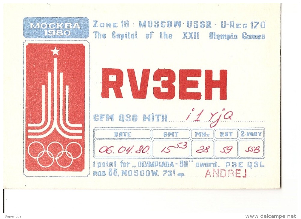 W-CARD RADIO USSR-LOGO OLIMPIADI MOSCA 1980 - Radio