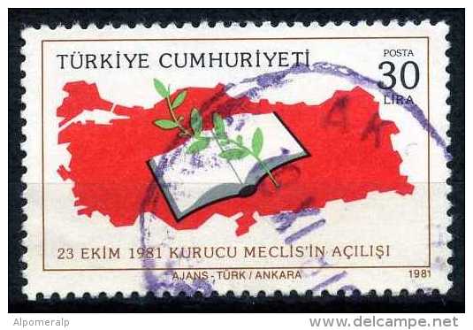 Turkey 1981 - Mi. 2582, Turkey Map, Book And Olive Branch - Gebruikt