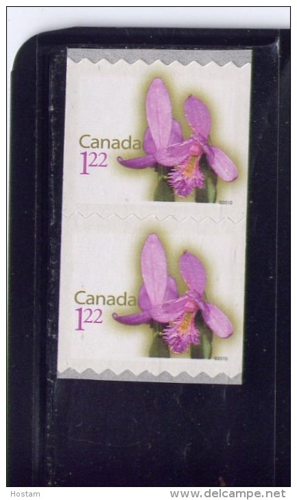 CANADA 2010, # 2357-8-9,  DEFINITIVES: FLOWERS:ROSE POGONIA  .PAIR  1.22, Oversized  Rate  Mnh - Coil Stamps