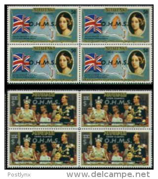 AITUTAKI 1977 Flag Island Silver Jubilee OVPT:OHMS 4-BLOCKS:2 - Aitutaki