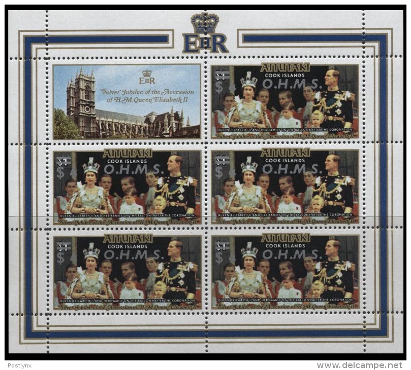 AITUTAKI 1977 Castle Silver Jubilee $4 OVPT:OHMS Sheetlet   [Aufdruck,surimprimé,sobreimpreso] - Aitutaki