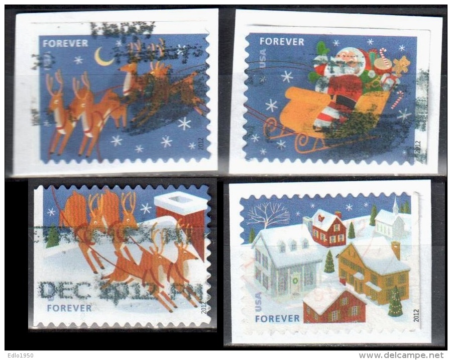 United States 2012 Christmas- Sc # 4712 -15 - Mi 4899-902 BD,BE - 4v - Used - Used Stamps