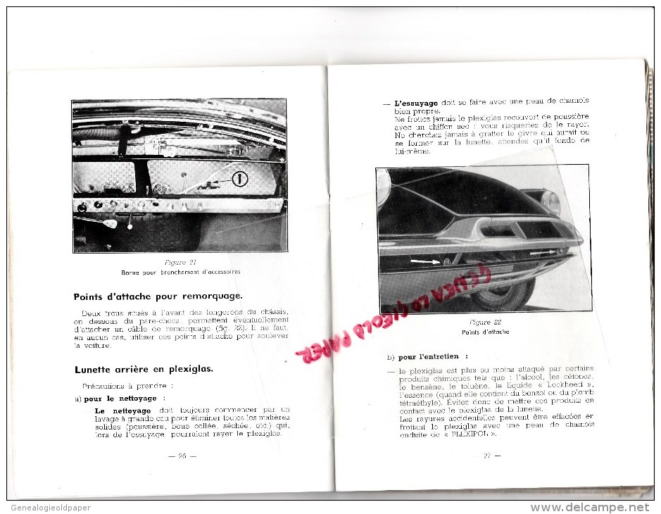 CITROEN - NOTICE ENTRETIEN - DS ID 19-  MODELE CONFORT- 1958 - Trucks
