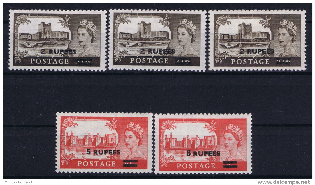 Oman British Postal Agencies , 1955 SG. 56 - 57 , Mi 56 - 57 MH/*  Different Types - Oman