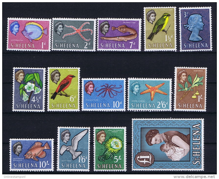 St Helena 1961 SG 176 - 189  Mi Nr 146 - 159 MNH/** And MH/* High Values Are MNH/** - St. Helena