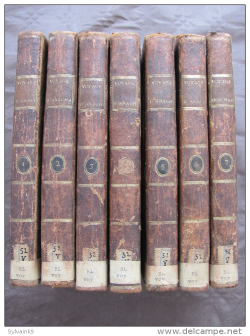 VOYAGE DU JEUNE ANACHARSIS EN GRECE 7 TOMES 1789 BARTHELEMY DE BURE CARTE SPARTES ATHENE - 1701-1800