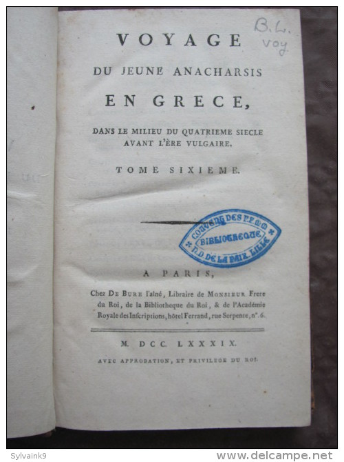 VOYAGE DU JEUNE ANACHARSIS EN GRECE 7 TOMES 1789 BARTHELEMY DE BURE CARTE SPARTES ATHENE