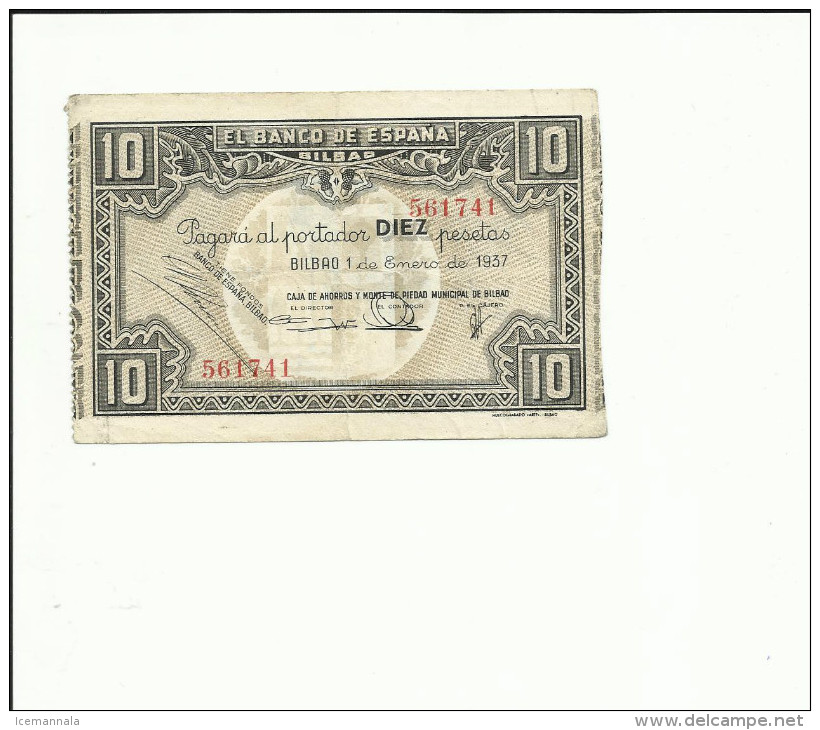 BILLETE 10 PESETAS 1937  BILBAO - 10 Peseten