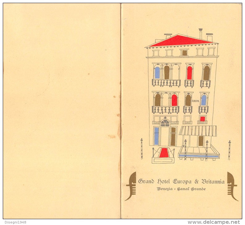 03398 "MENU - GRAND HOTEL EUROPA E BRITANNIA - VENEZIA 29 MAGGIO 1966". MENU ORIGINALE. - Menus