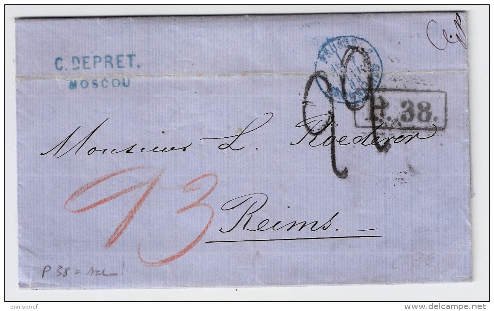 1868, Rußland Nach Frankreich, über Preußen! Klar  MOSCOU     #1558 - ...-1857 Préphilatélie