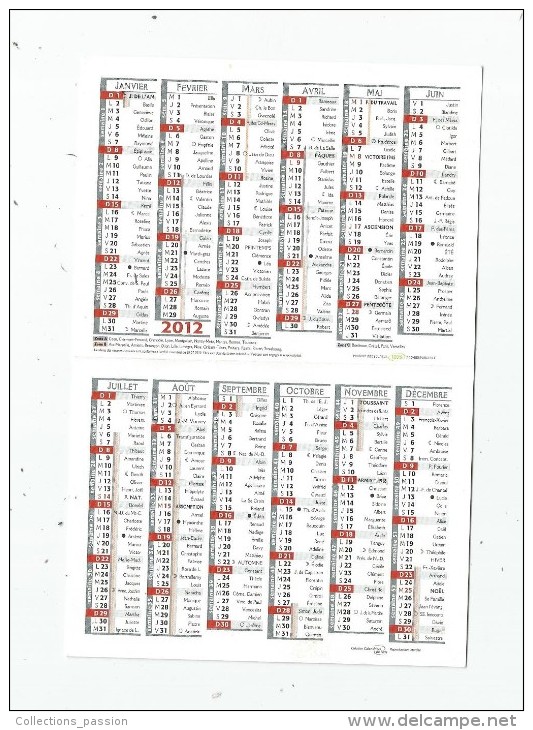 Calendrier Petit Format , 2012 , LE TEMPS DES LIVRES , Librairie , 86 , MONTMORILLON , 2 Scans - Tamaño Pequeño : 2001-...