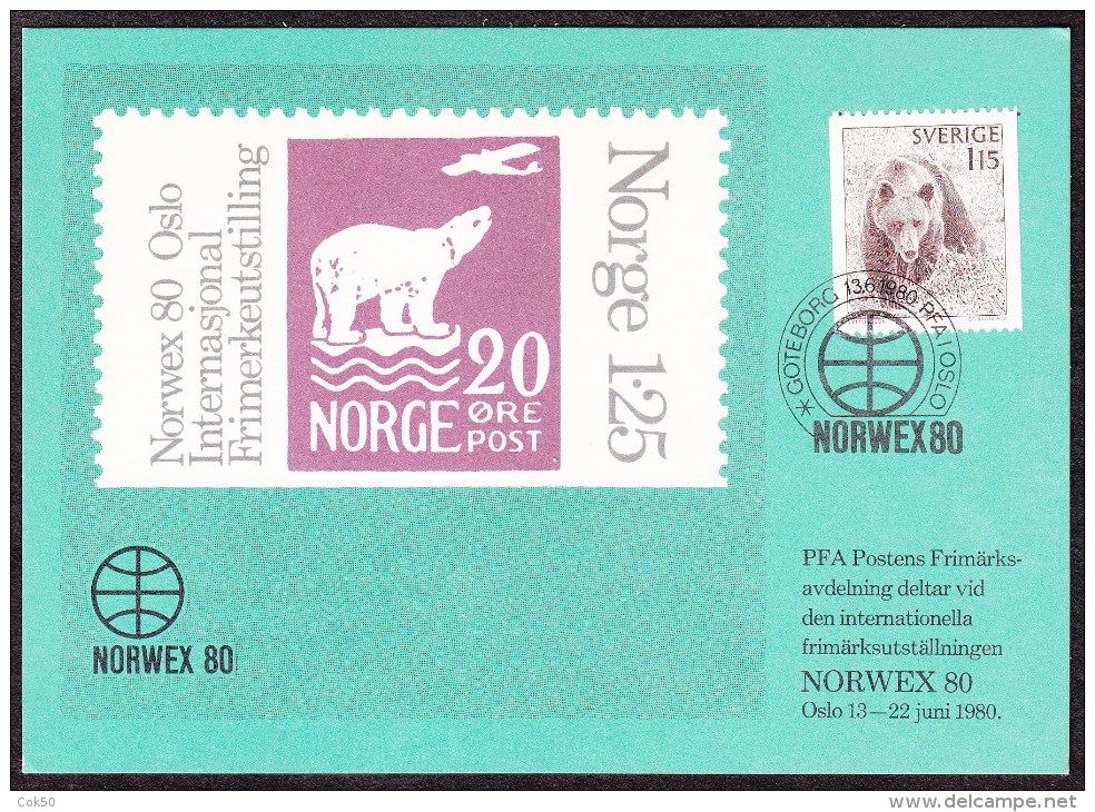 SWEDEN - NORWAY. Swedish Post Participating At "Norwex 80" Int. Stamp Exhibition In Oslo. Special Card. - Sonstige & Ohne Zuordnung
