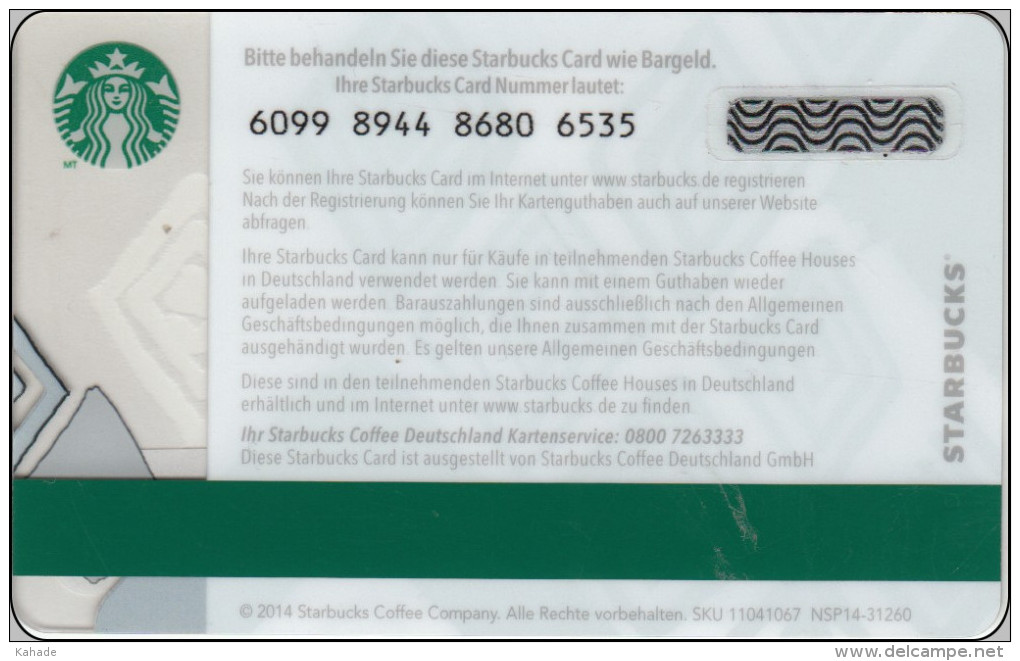 Germany  Starbucks Card Tribute 2014-6099 - Gift Cards