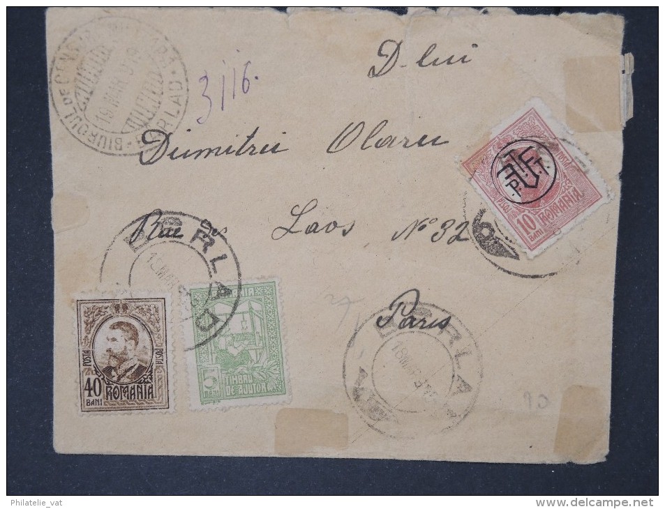 ROUMANIE-Enveloppe De Barlad Pour Paris En 1919 Avec Cachet De Censure   A Voir Lot P5159 - Poststempel (Marcophilie)