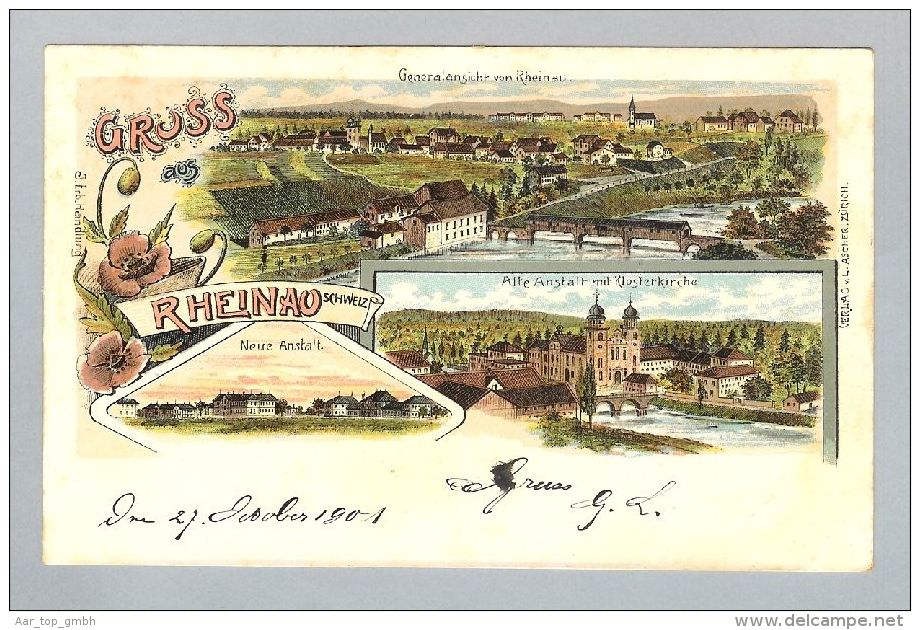 AK ZH Rheinau 1901-10-28 Litho L.Ascher,J.Erp - Rheinau