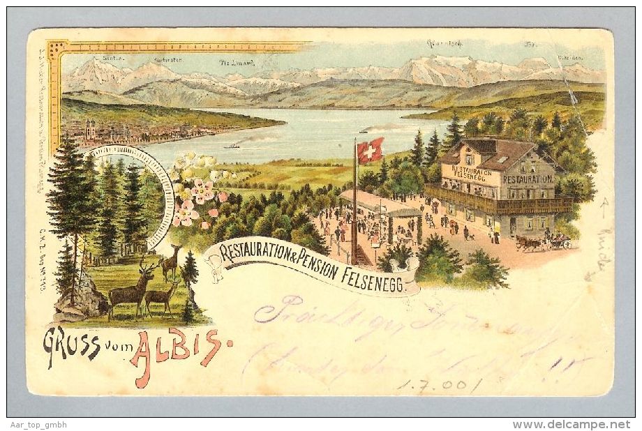 AK ZH Stallikon Felsenegg 1900-08-01 Litho C.Künzli #713 - Stallikon