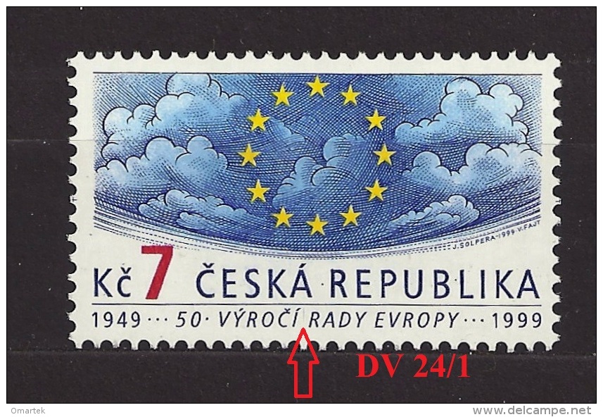 Czech Republic 1999 MNH ** Mi 213 Sc 3087 Council Of Europe 1949-1999. 50th Anniversary. Plate Flaw - Unused Stamps