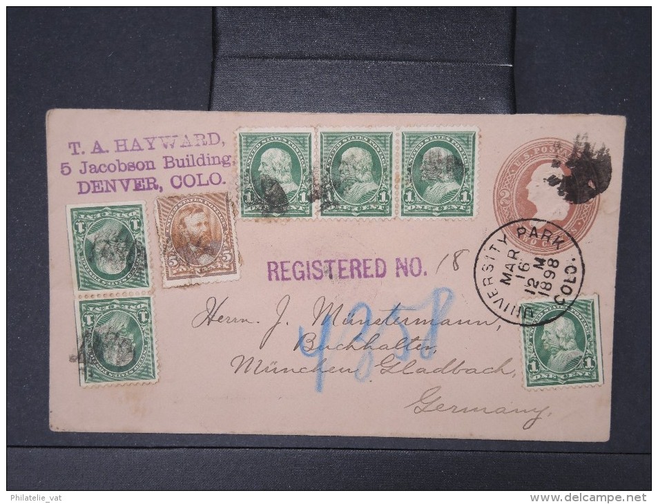 ETATS UNIS -Entier Postal En Recommandé De New York Pour L Allemagne En 1898 Aff Plaisant A Voir Lot P5168 - ...-1900