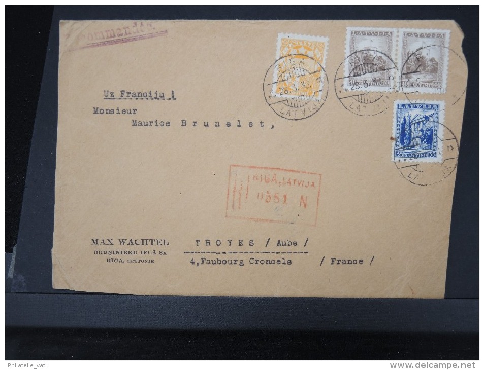 LETTONIE-Enveloppe En Recommandée De Riga Pour La France En 1938  Pas Commun Lot P5174 - Lettonie