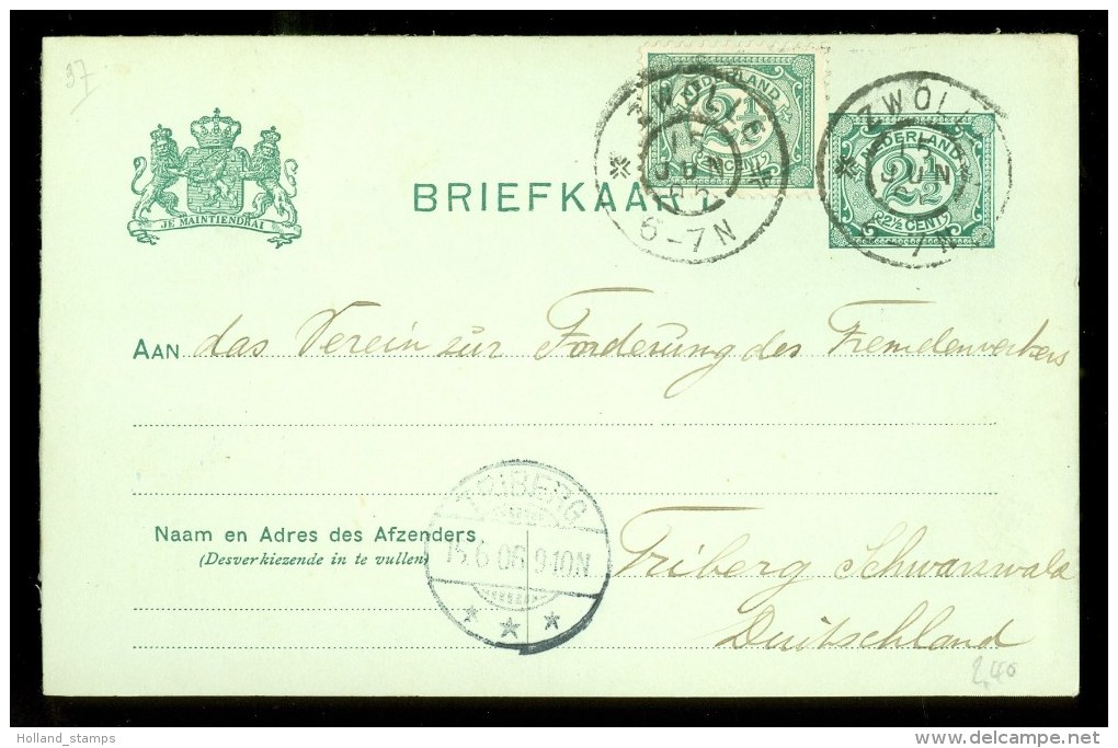 MENGFRANKERING * HANDGESCHREVEN BRIEFKAART Uit 1906 Van ZWOLLE Naar FRIBURG DUITSLAND * VOORDRUK * (9800h) - Postal Stationery