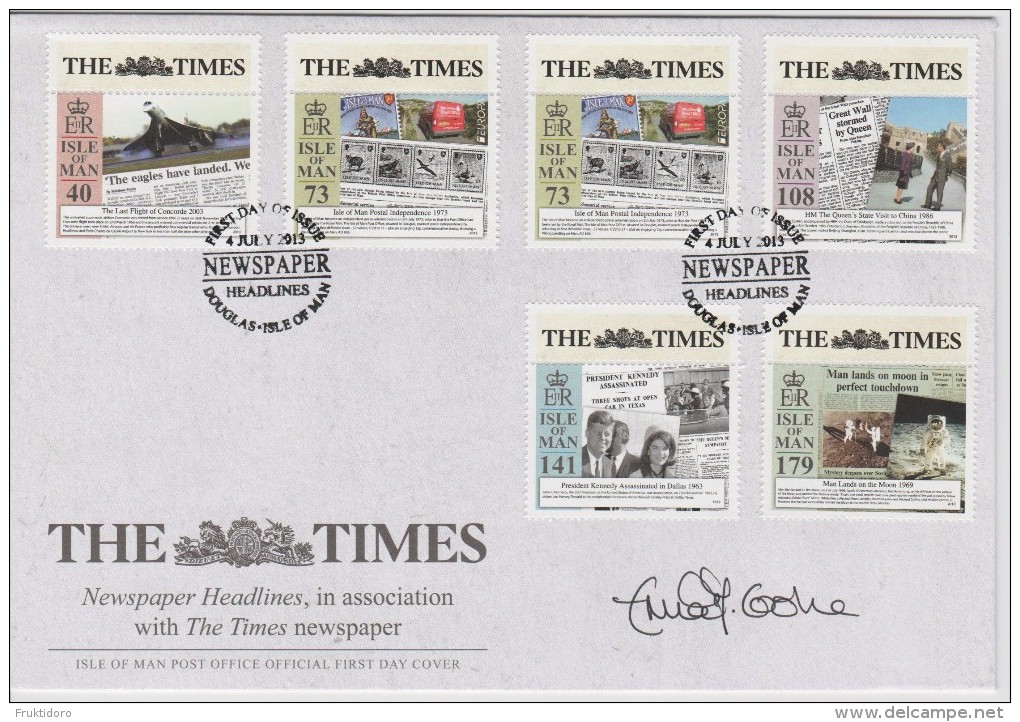 Isle Of Man FDC Mi 1874-1879 25th Anniversary Of The Times Of London - The Last Flight Of Concorde - Signed - Isola Di Man