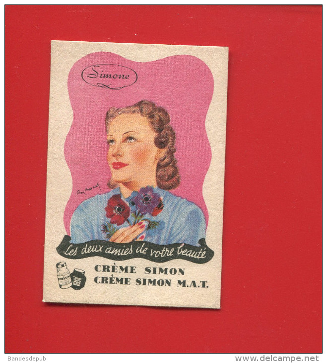 CREME SIMON ANNEES 1950 CARTE PARFUMEE PARFUM PARFUMERIE ILLUSTREE RAY BRET KOCH SIMONE COQUELICOT   MAT - Anciennes (jusque 1960)