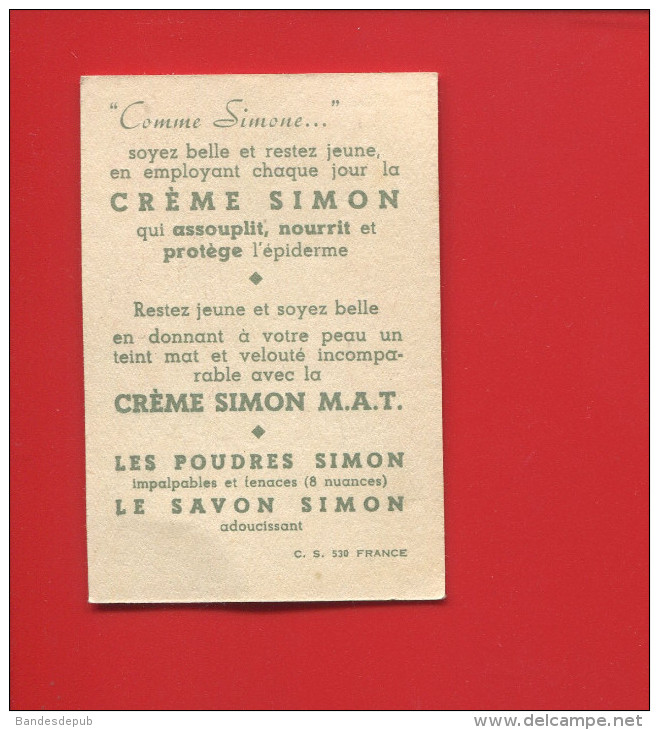 CREME SIMON ANNEES 1950 CARTE PARFUMEE PARFUM PARFUMERIE ILLUSTREE RAY BRET KOCH SIMONE COQUELICOT   MAT - Vintage (until 1960)