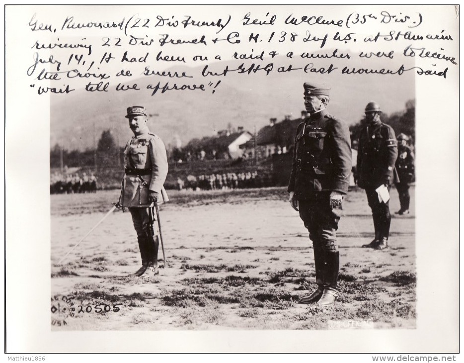 Grande Photo Juillet 1918 SAINT-AMARIN - Distribution Croix De Guerre, Gén. Renousard Et Gen N. F. McClure (A104, Ww1) - Saint Amarin