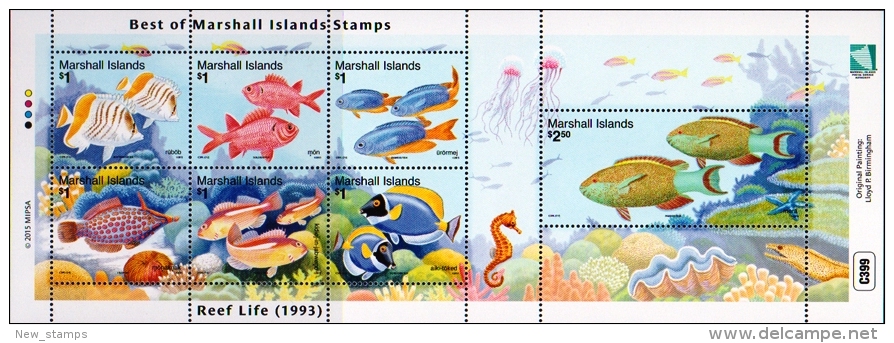 Marshall Islands 2015 Reef Life Fishes Minisheet MNH - Pesci